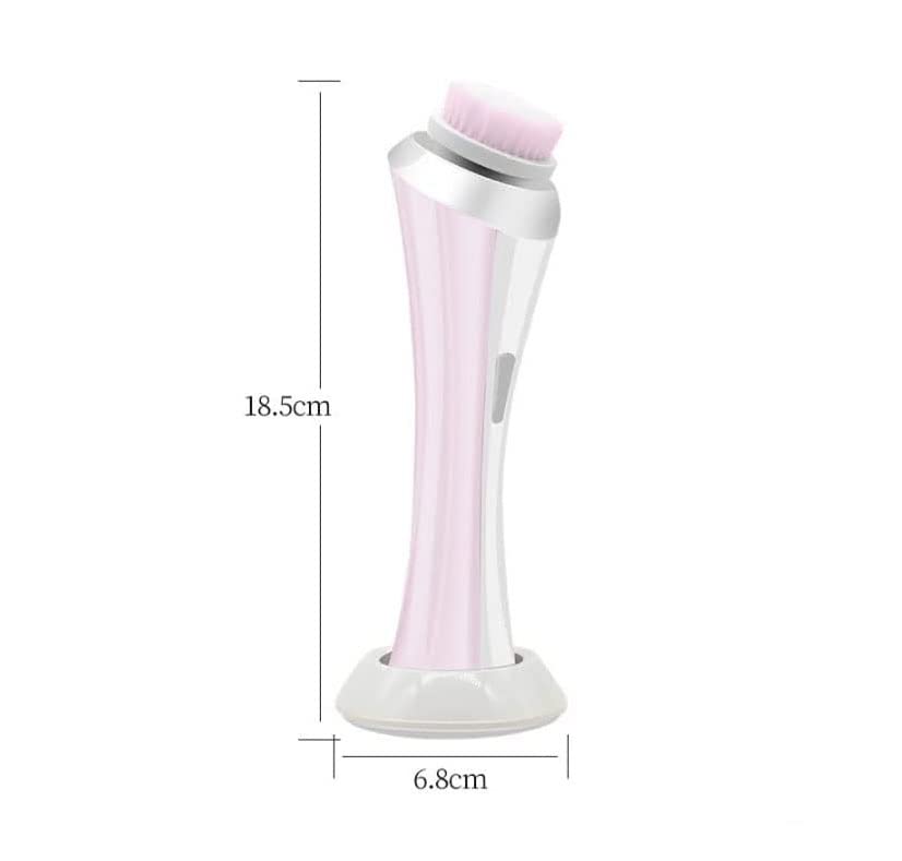 USB Rechargeable Waterproof Facial Cleansing Brush with 4 Brush Heads, Pink