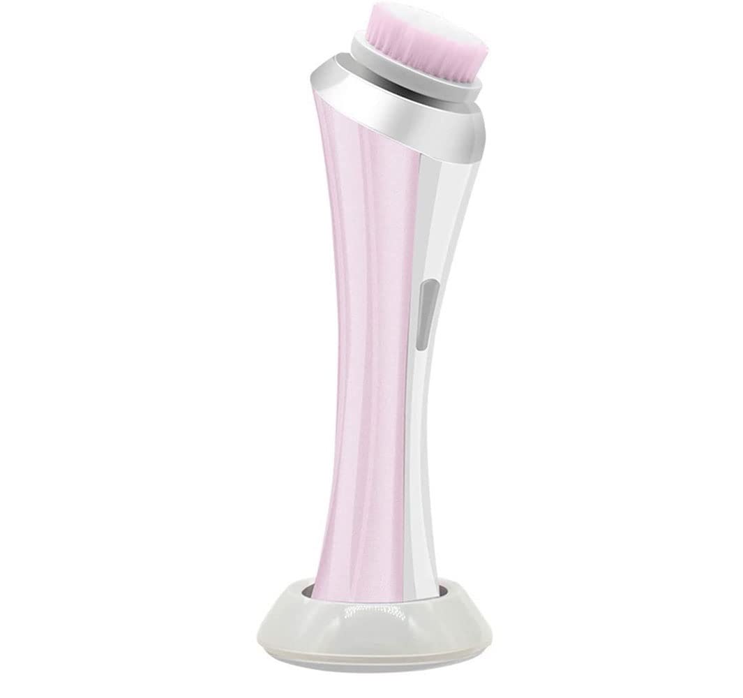USB Rechargeable Waterproof Facial Cleansing Brush with 4 Brush Heads, Pink