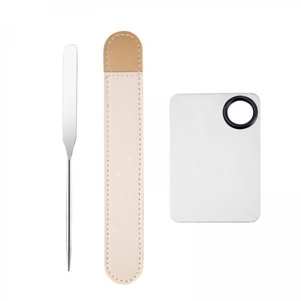 Stainless Steel Makeup Mixing Palette Set with Spatula & Storage Bag