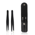 2-Piece Stainless Steel Eyebrow Tweezer Set with Case