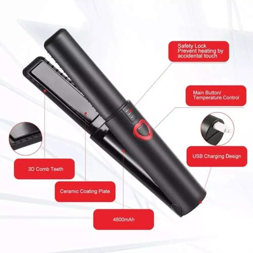 USB Rechargeable Ceramic Hair Straightener & Curler
