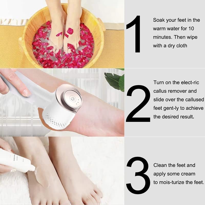 Portable Electric Foot Callus Remover with 3 Roller Heads