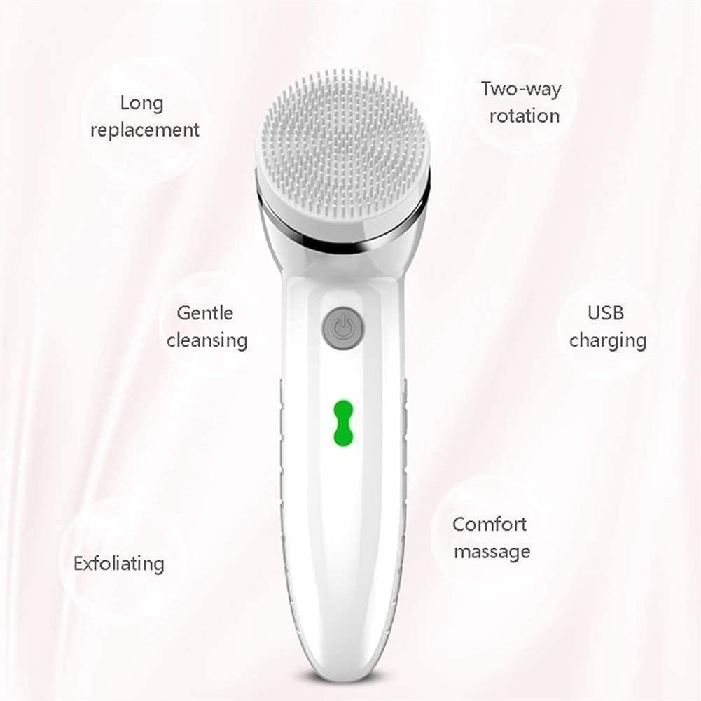 USB Rechargeable Waterproof Facial Cleansing Brush with 4 Brush Heads
