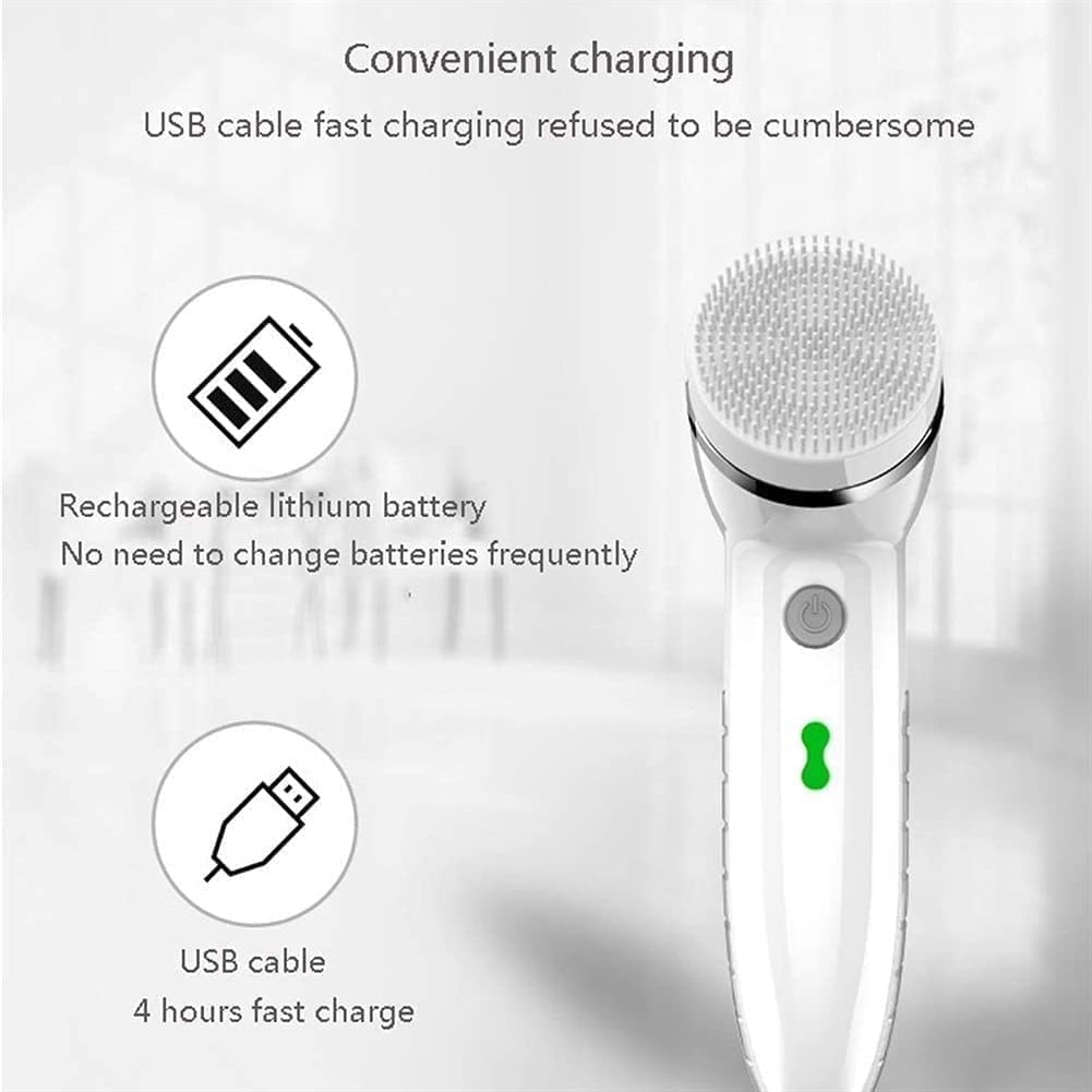 USB Rechargeable Waterproof Facial Cleansing Brush with 4 Brush Heads