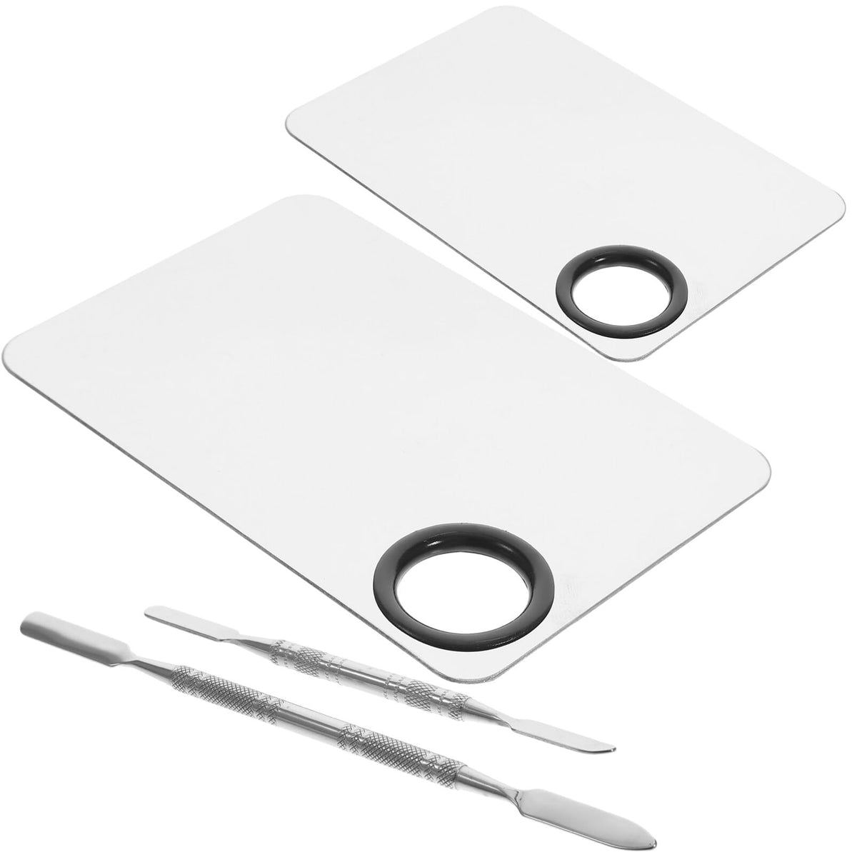 2-Piece Stainless Steel Makeup Mixing Palette Set with Spatul