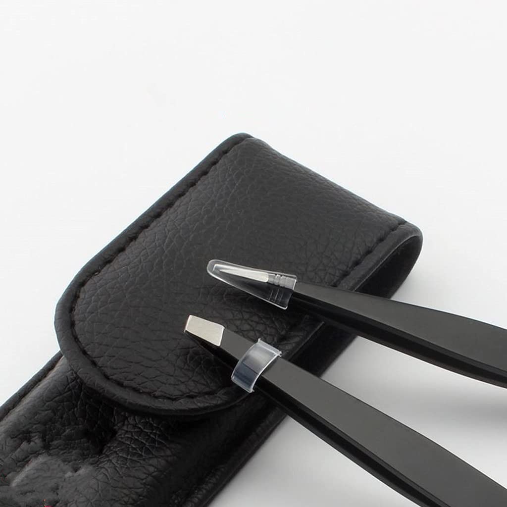 2-Piece Stainless Steel Eyebrow Tweezer Set with Case