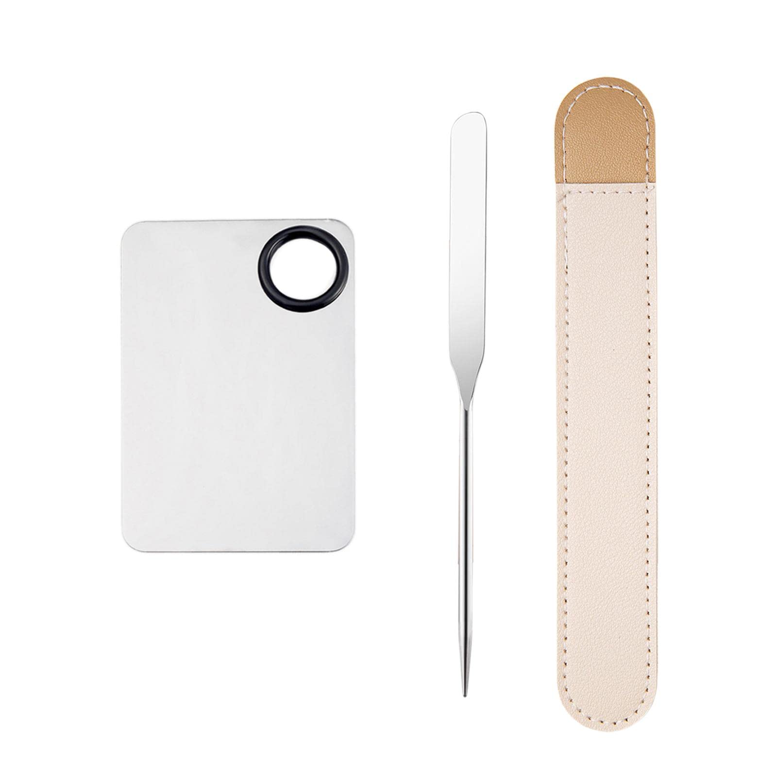 Stainless Steel Makeup Mixing Palette Set with Spatula & Storage Bag