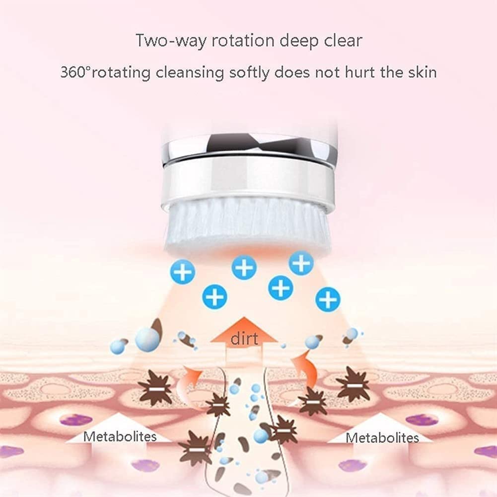 USB Rechargeable Waterproof Facial Cleansing Brush with 4 Brush Heads