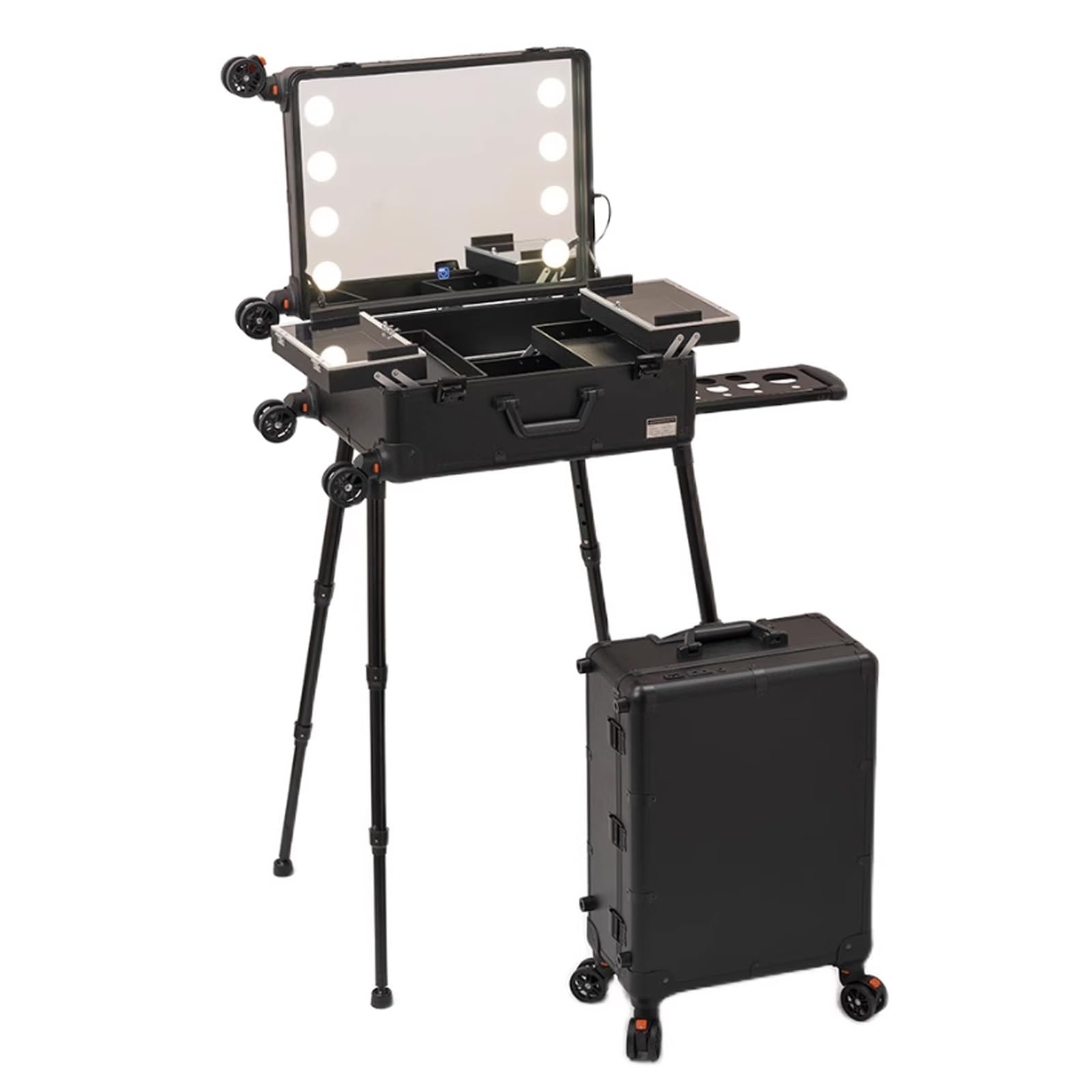 Rolling Aluminum Makeup & Hairdressing Trolley Case with Large Storage