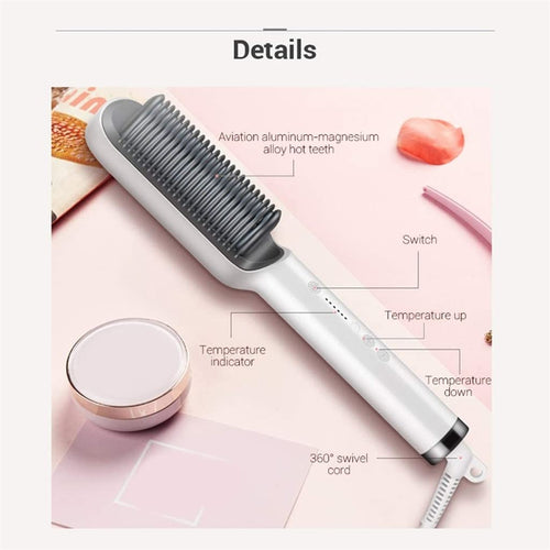 2-in-1 Electric Hair Straightening & Curling Brush