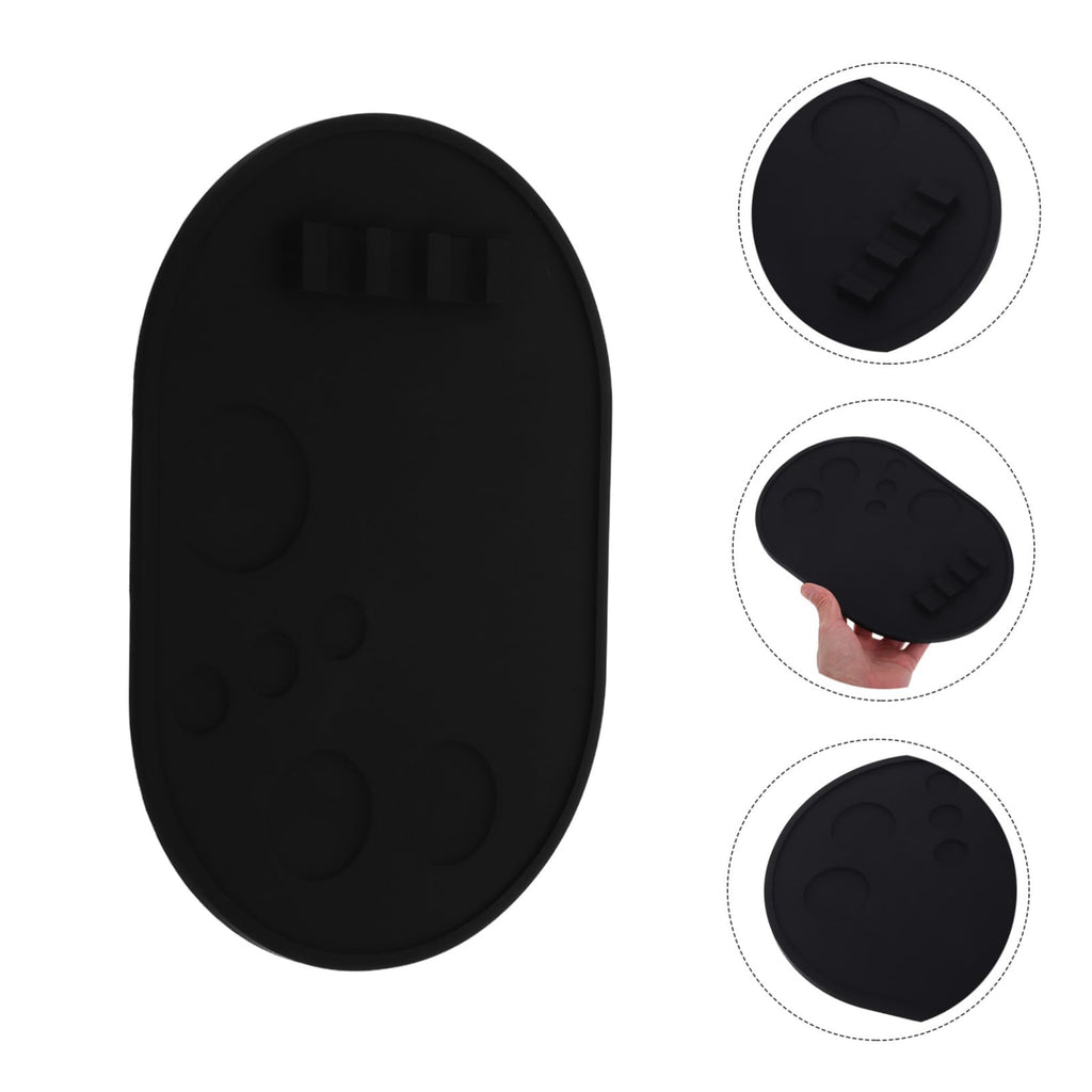 Silicone Makeup Mixing Palette Tray for Brushes, Black Holder