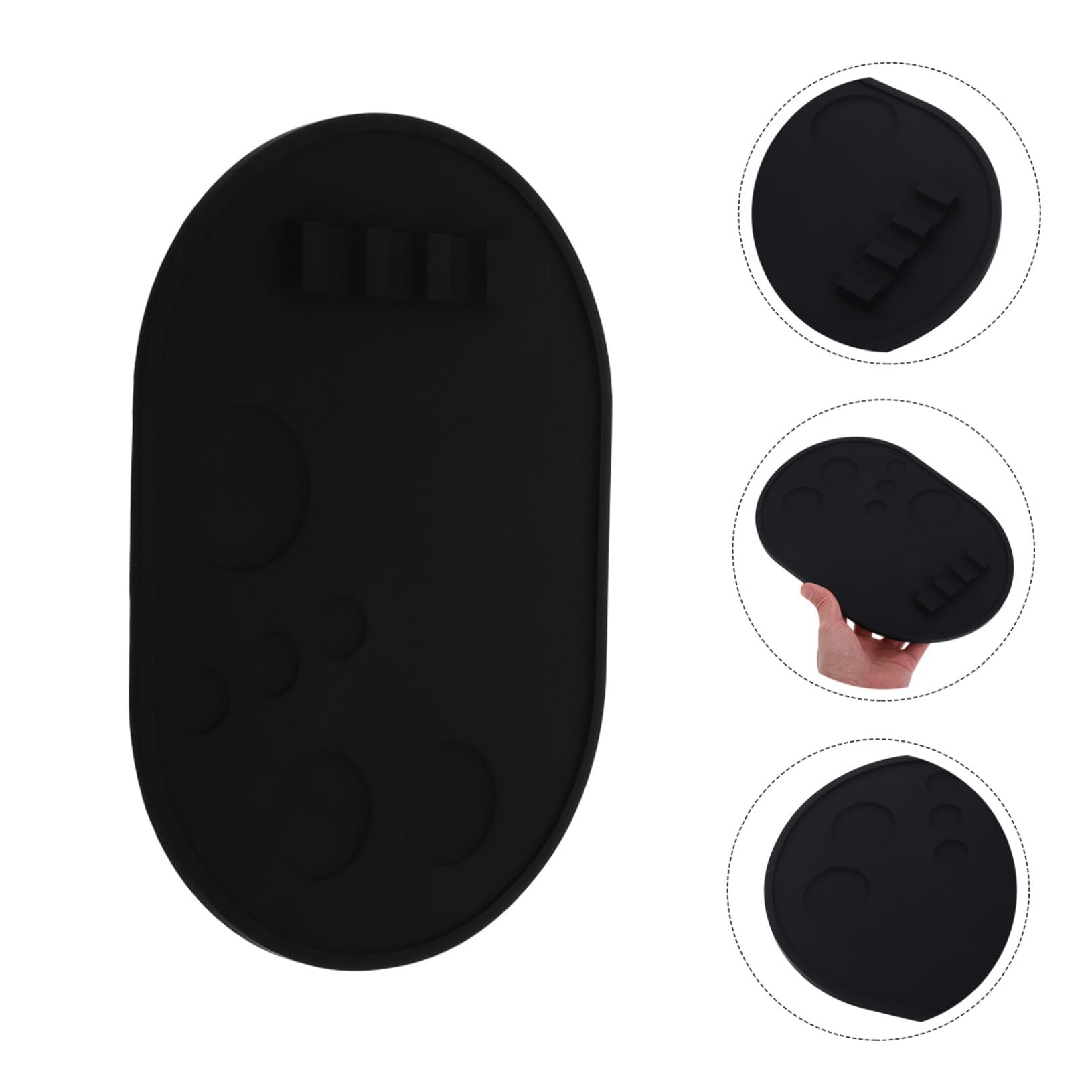 Silicone Makeup Mixing Palette Tray for Brushes, Black Holder