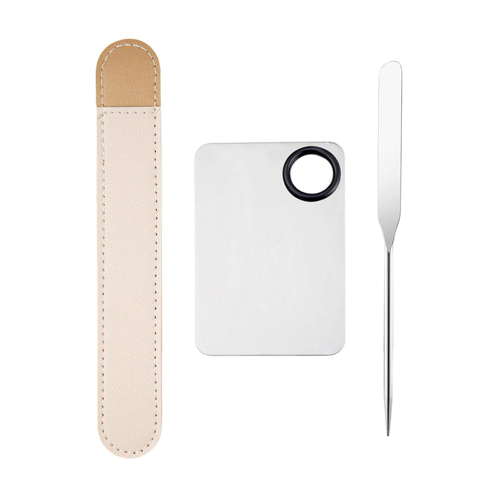 Stainless Steel Makeup Mixing Palette Set with Spatula & Storage Bag