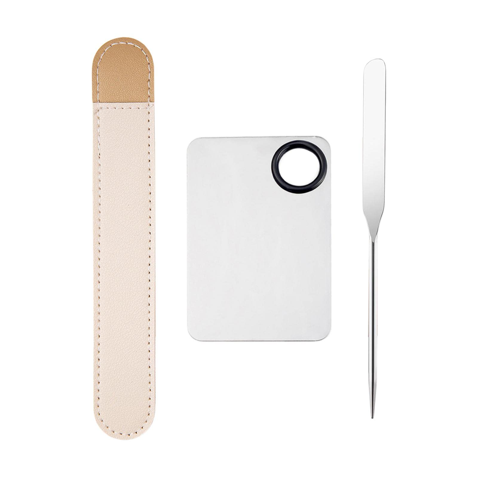 Stainless Steel Makeup Mixing Palette Set with Spatula & Storage Bag