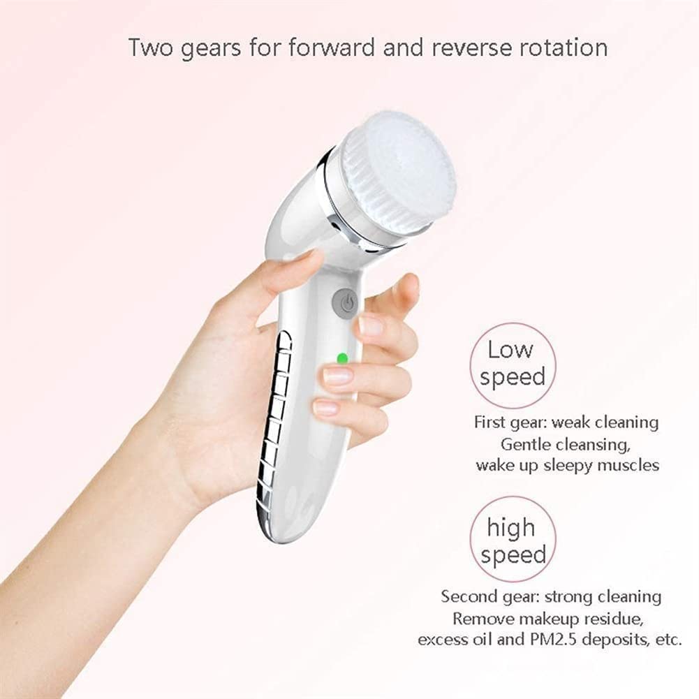 USB Rechargeable Waterproof Facial Cleansing Brush with 4 Brush Heads