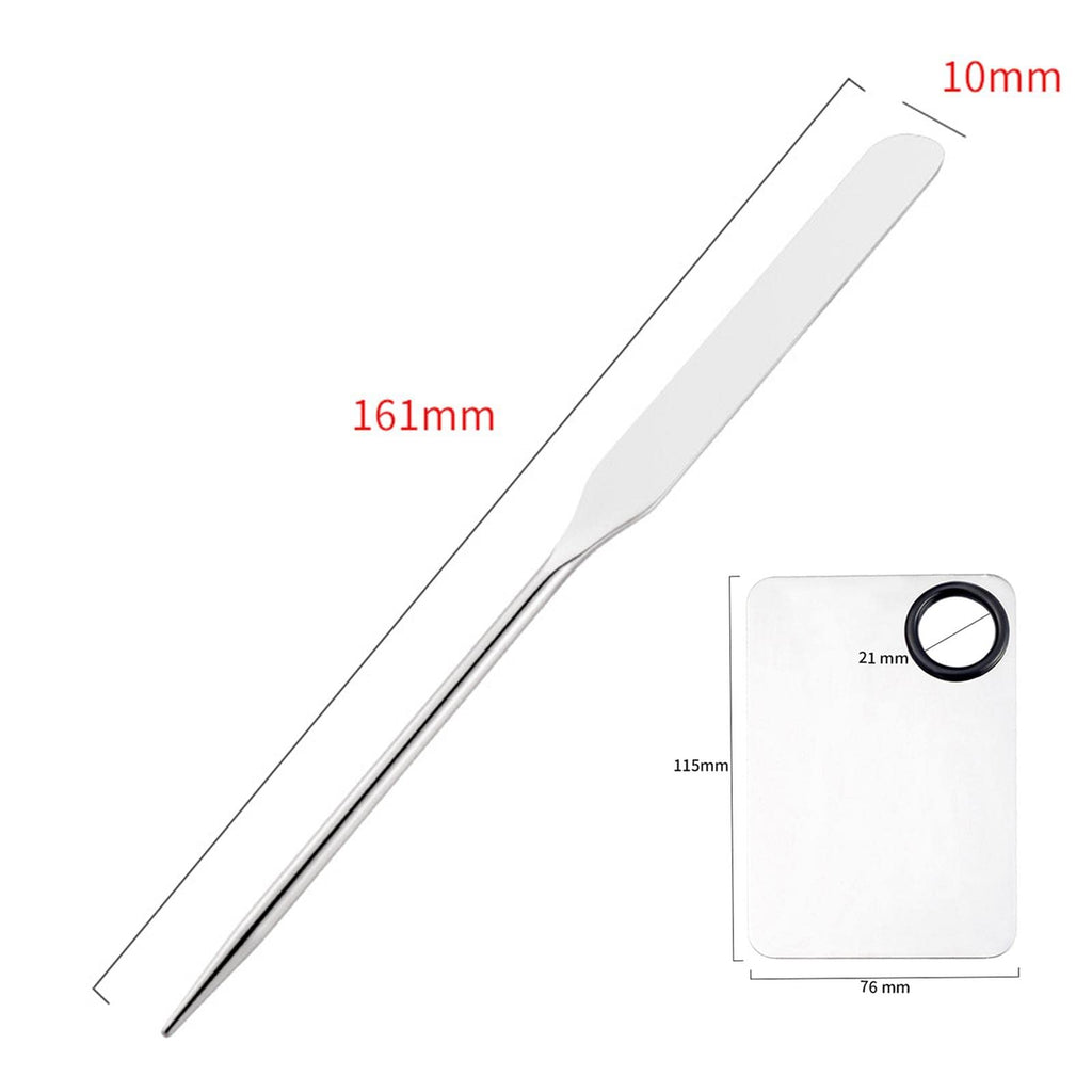 Stainless Steel Makeup Mixing Palette Set with Spatula & Storage Bag