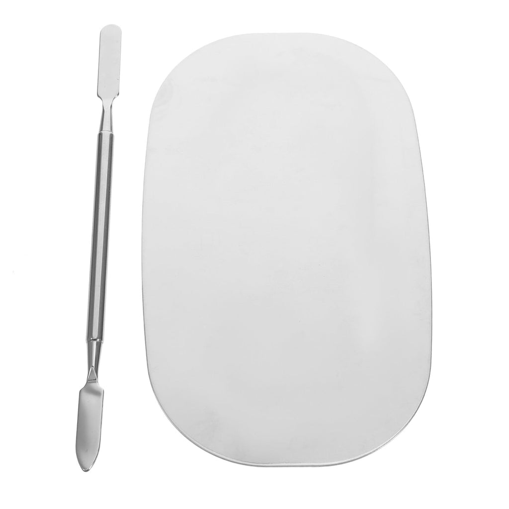 2-Piece Stainless Steel Makeup Mixing Palette Set with Spatul