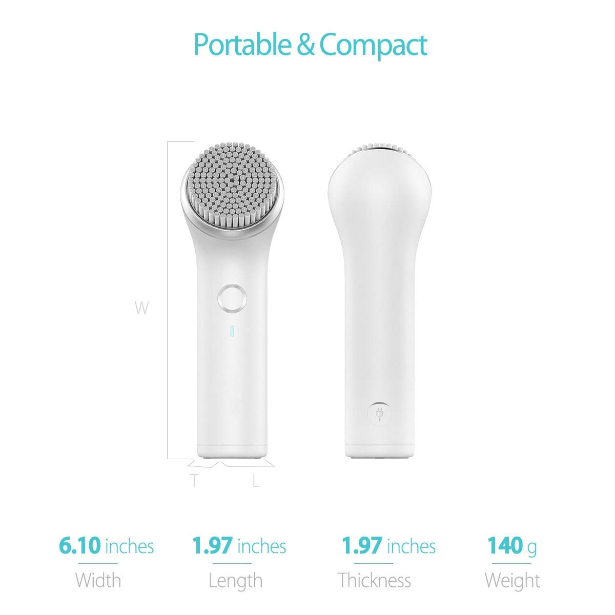 Rechargeable Waterproof Facial Cleansing Brush with 3 Brush Heads