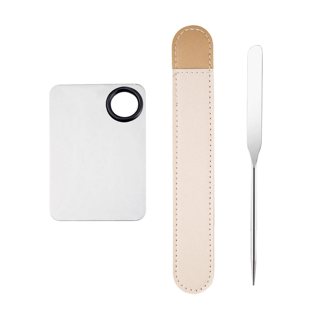 Stainless Steel Makeup Mixing Palette Set with Spatula & Storage Bag