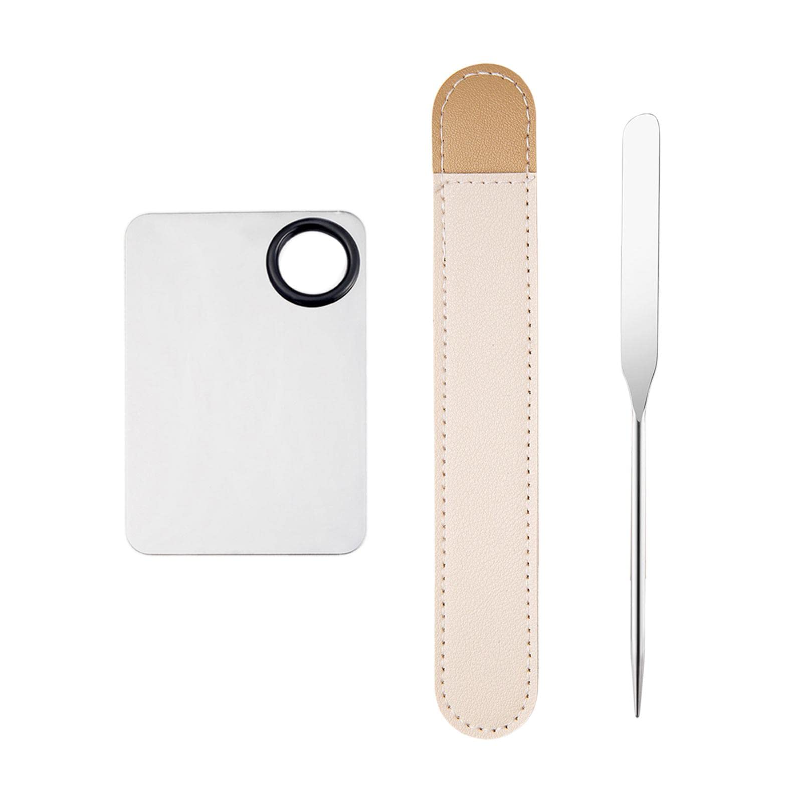 Stainless Steel Makeup Mixing Palette Set with Spatula & Storage Bag