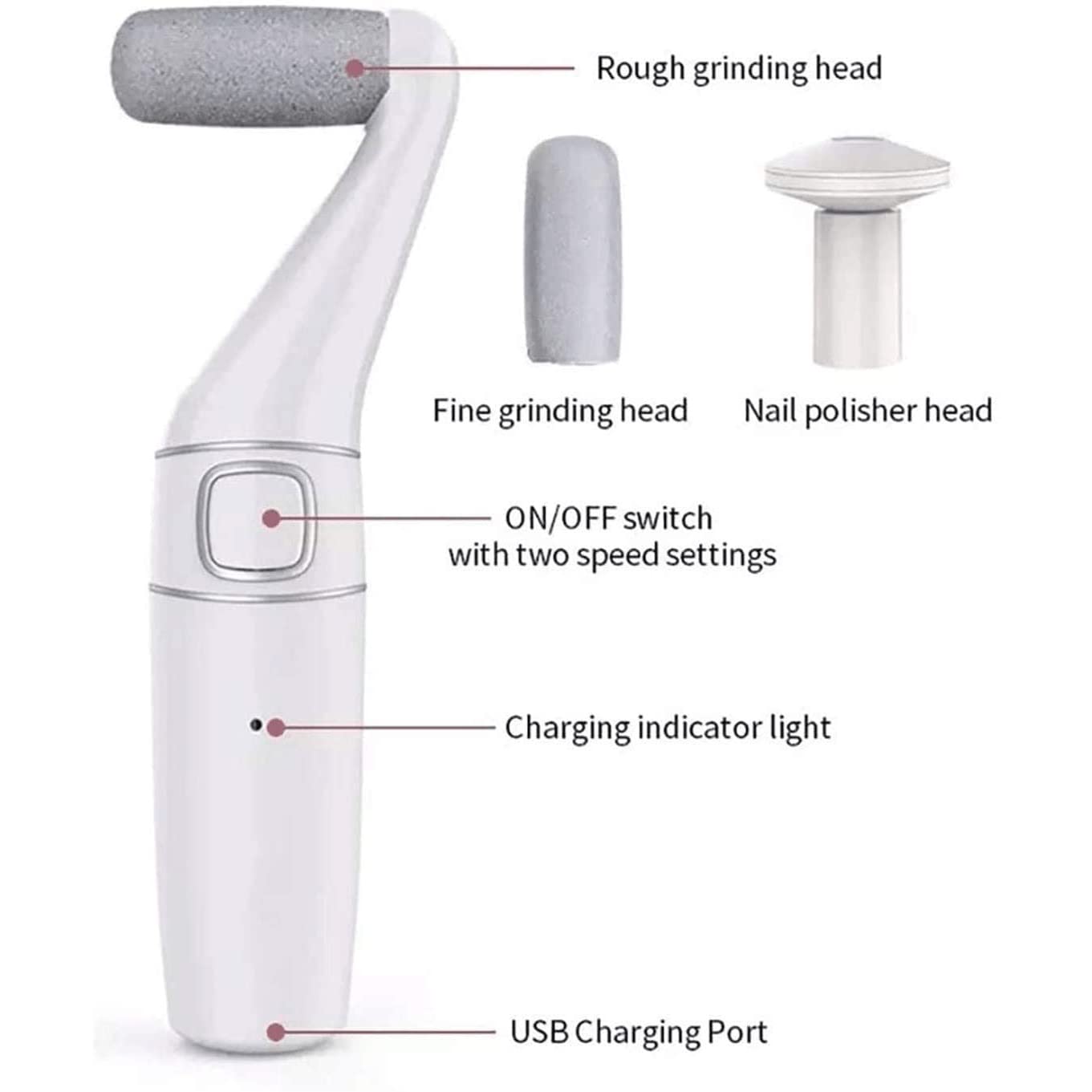 Electric Foot Callus Remover Kit for Hard, Dry & Cracked Skin