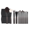 12-Piece Ebony Makeup Brush Set for Powder & Eyeshadow
