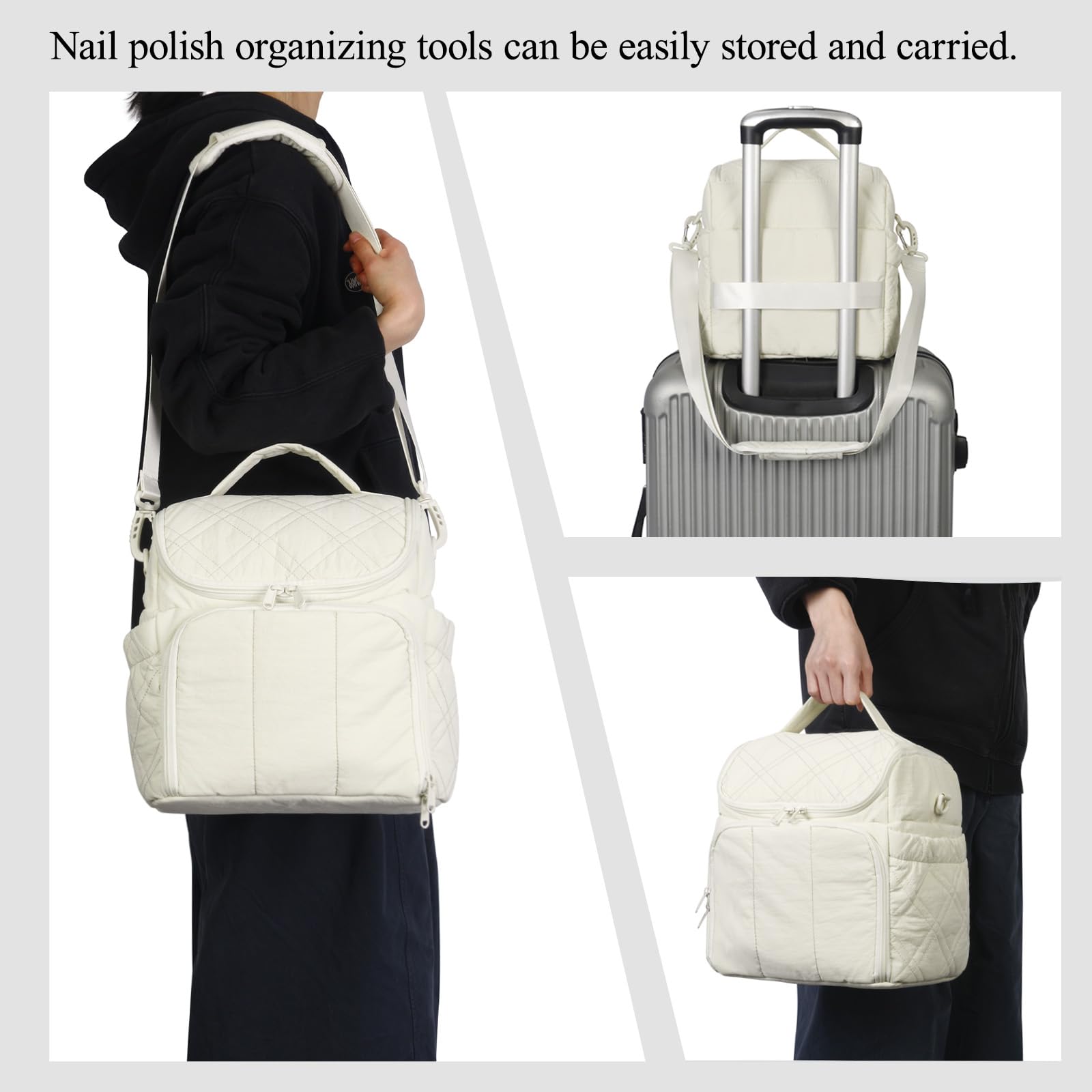 Double-Layer Nail Polish Organizer Bag with Handles
