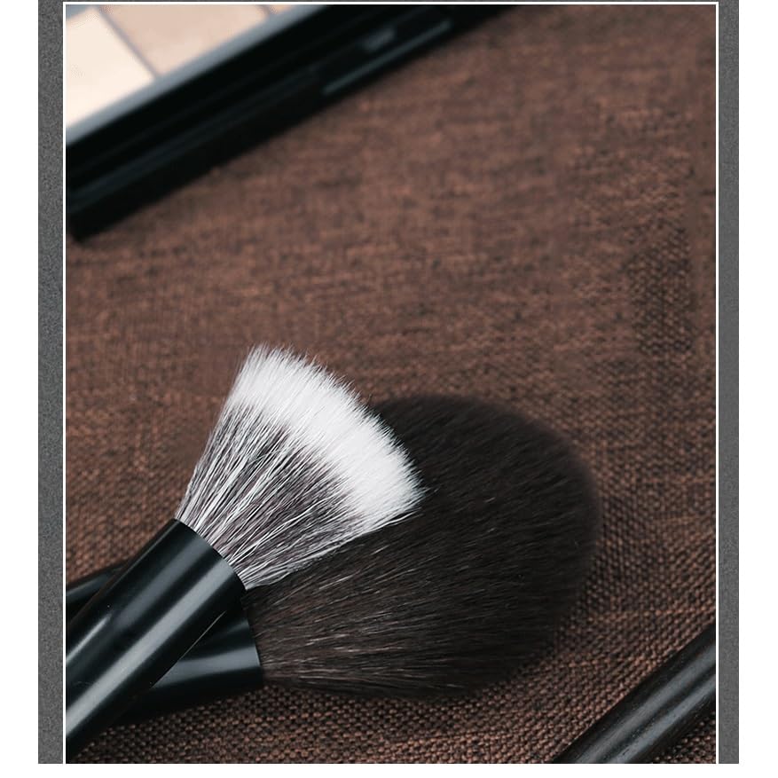 12-Piece Ebony Makeup Brush Set for Powder & Eyeshadow