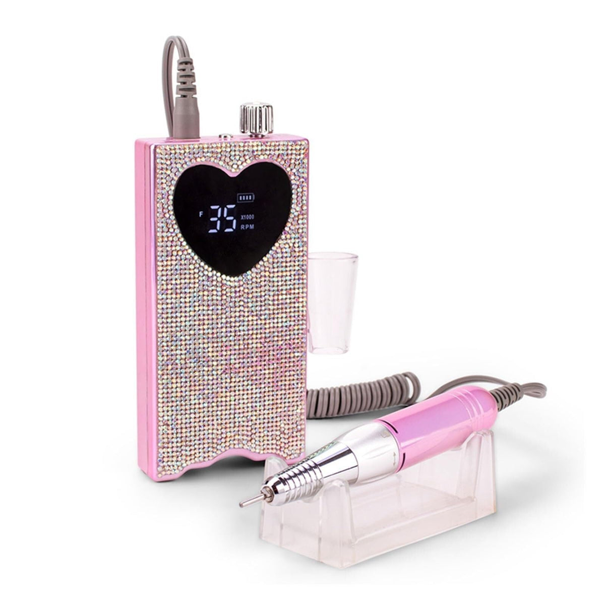 Heart-Shaped Rechargeable Electric Nail Drill with LCD Display