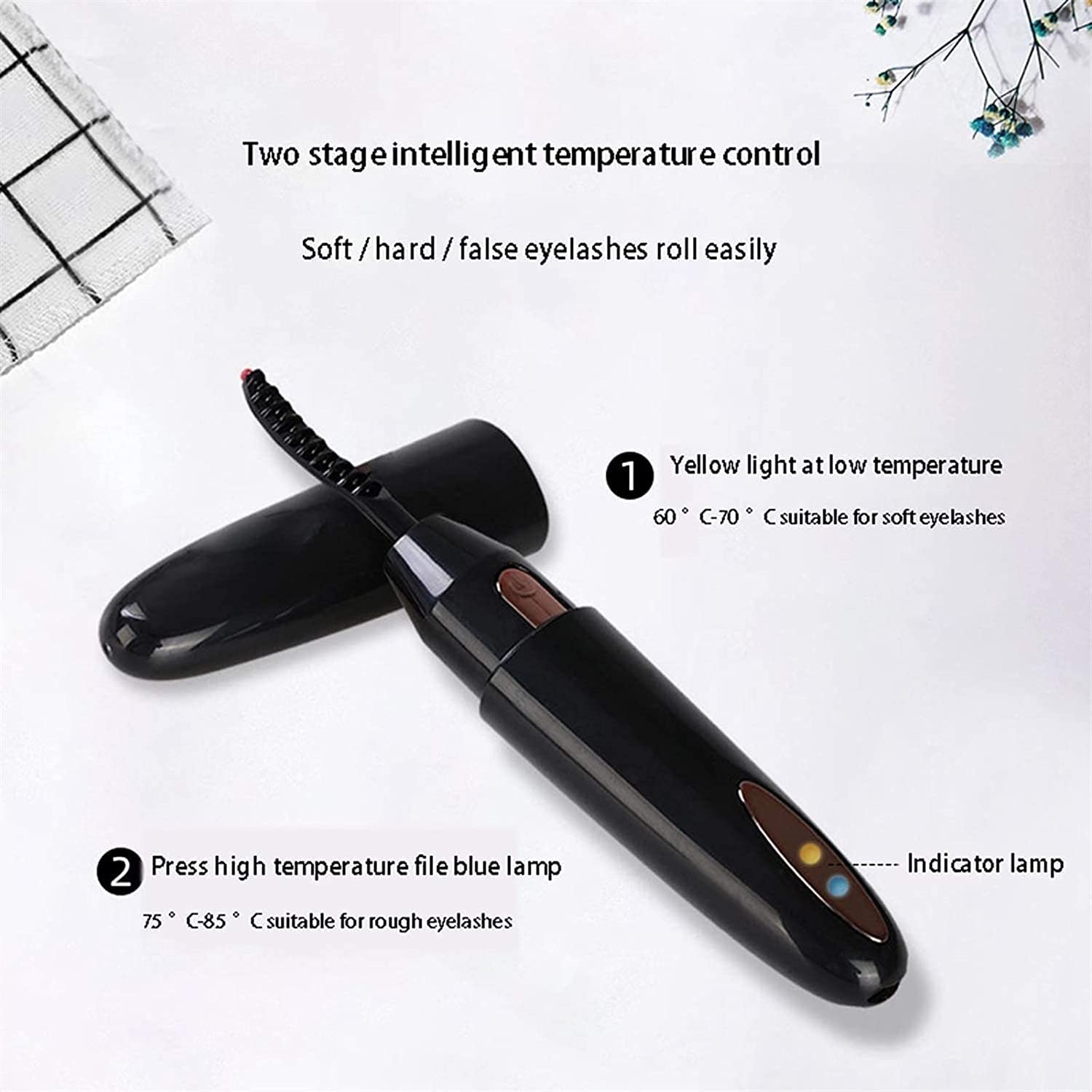 USB Rechargeable Heated Eyelash Curler with 2 Temperature Settings