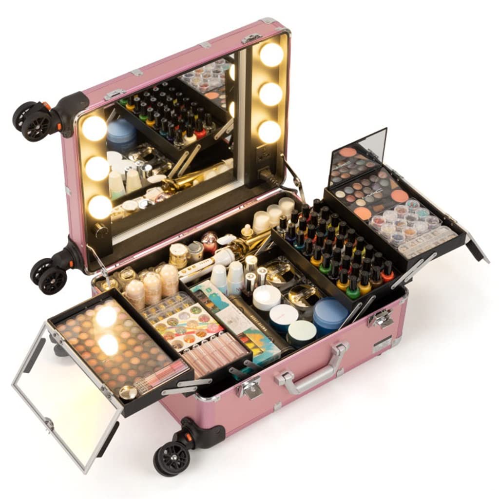 LED Light Makeup Trolley Case for Cosmetics & Beauty Storage