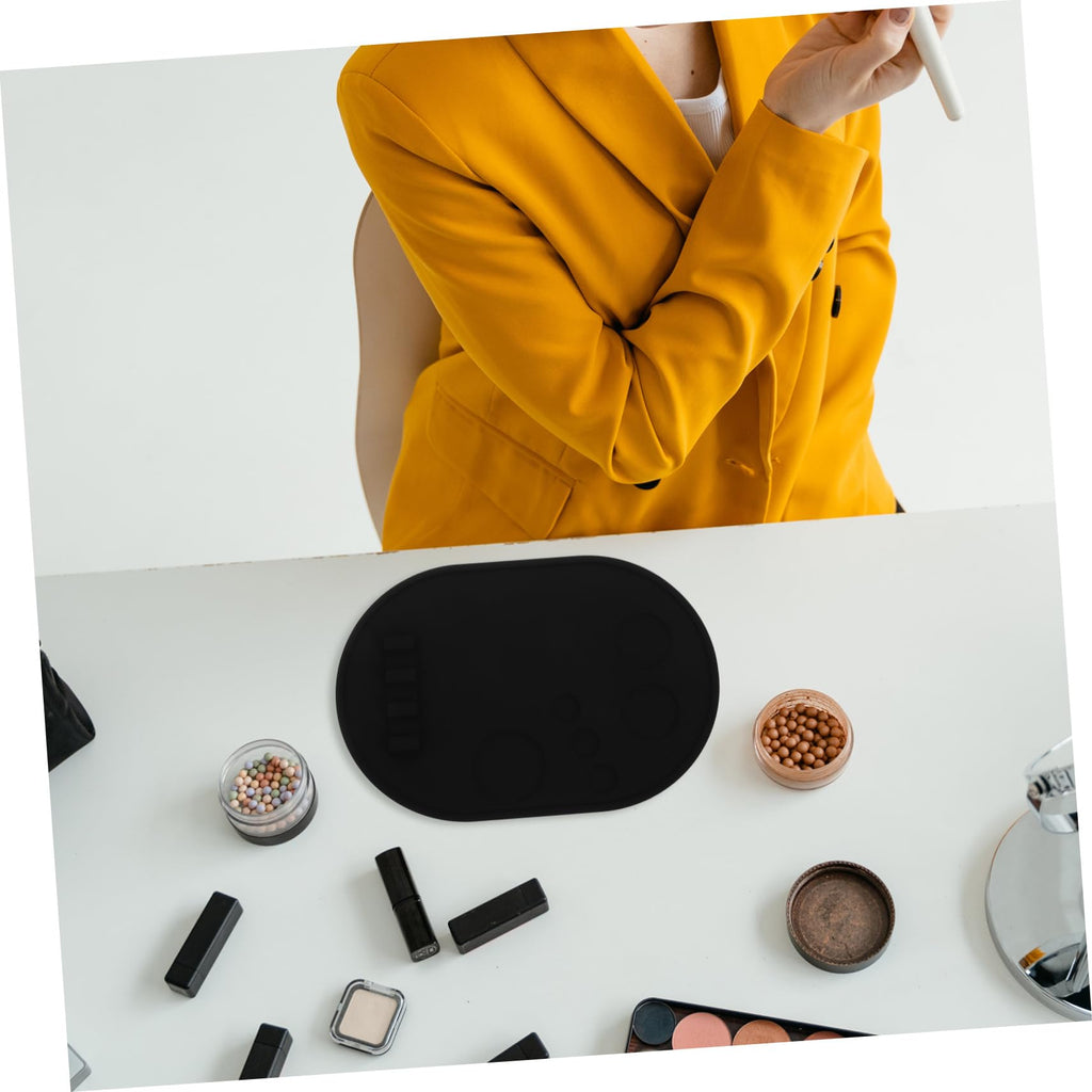 Silicone Makeup Mixing Palette Tray for Brushes, Black Holder