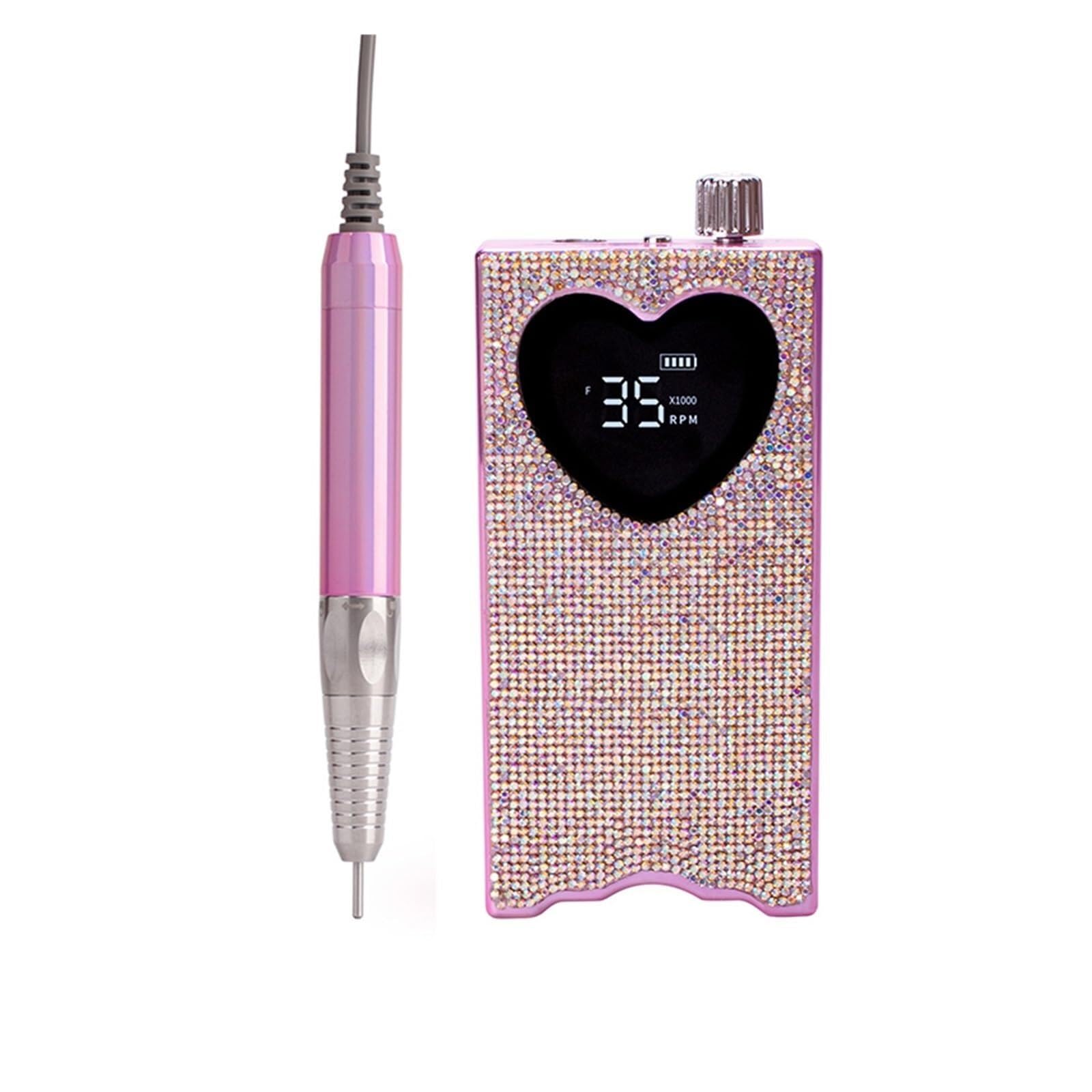 Heart-Shaped Rechargeable Electric Nail Drill with LCD Display