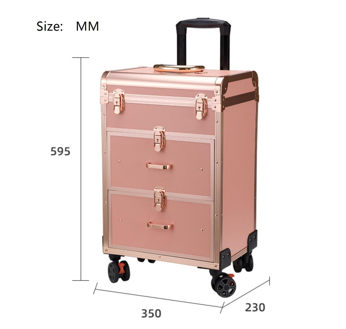 Lockable Rolling Hairdressing & Makeup Trolley Case
