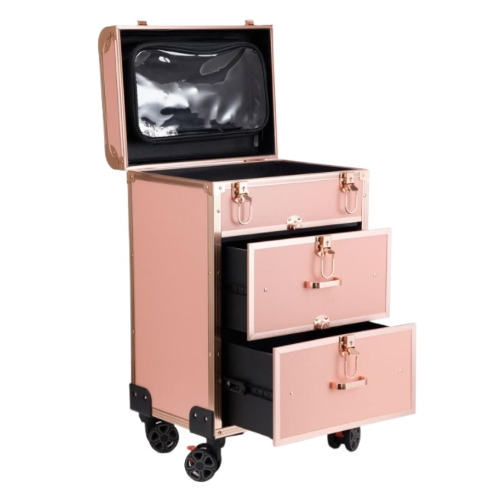 Lockable Rolling Hairdressing & Makeup Trolley Case