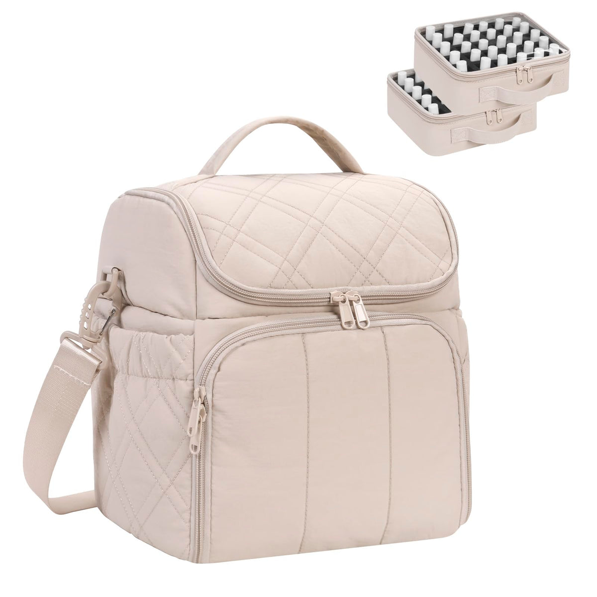 Double-Layer Nail Polish Organizer Bag with Handles