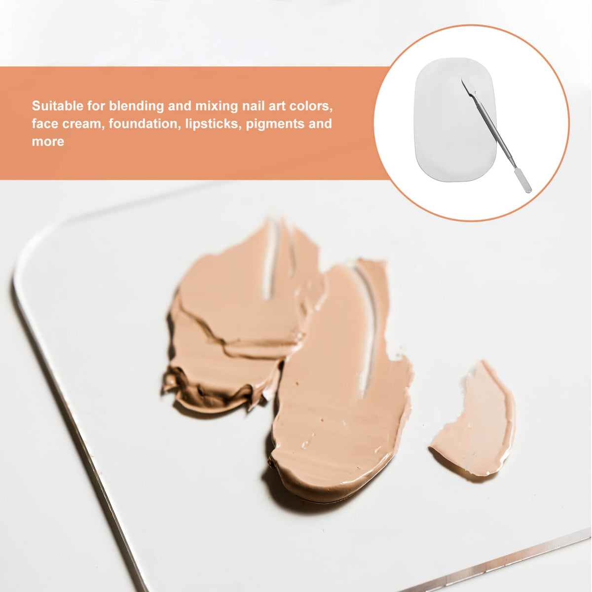 2-Piece Stainless Steel Makeup Mixing Palette Set with Spatul