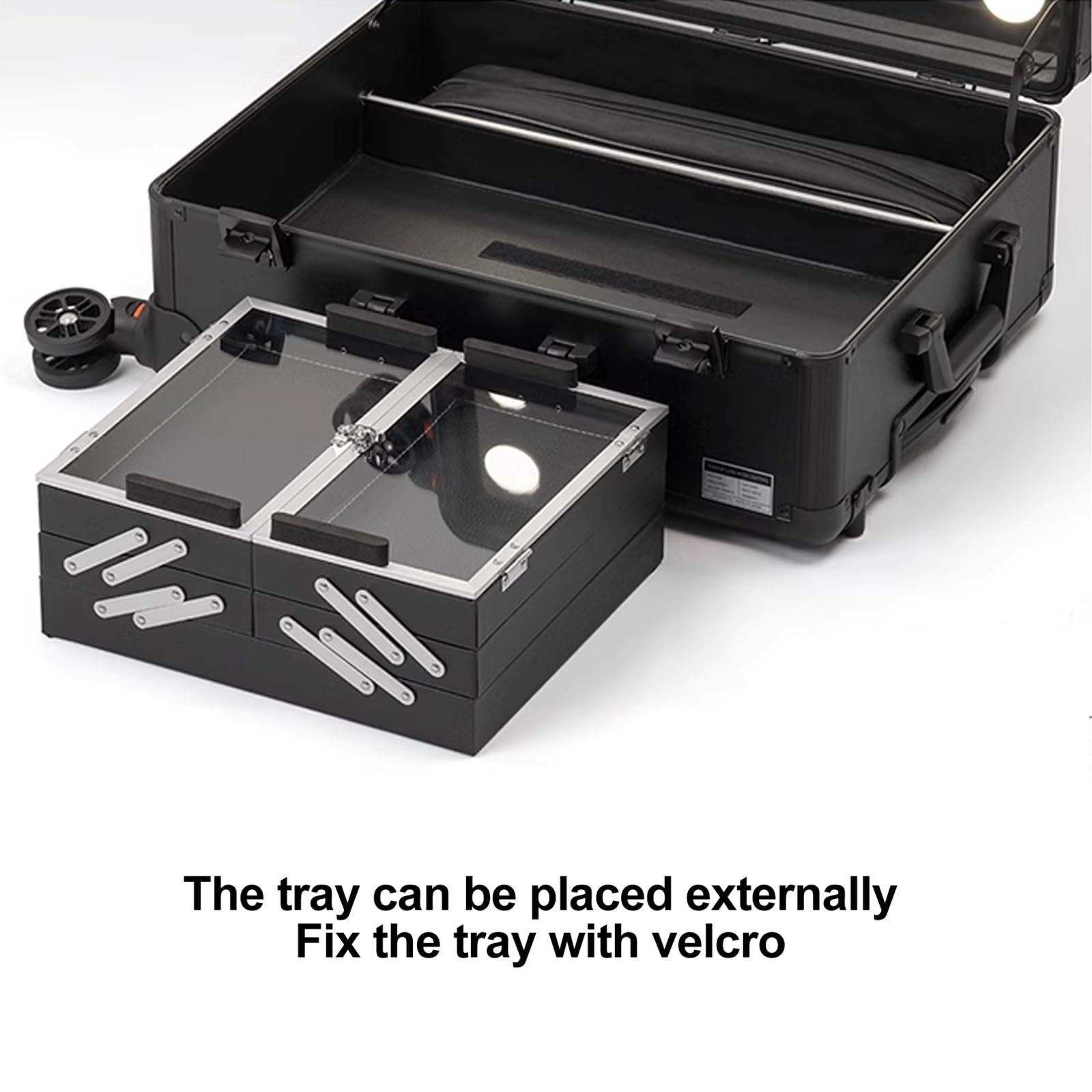 Rolling Aluminum Makeup & Hairdressing Trolley Case with Large Storage