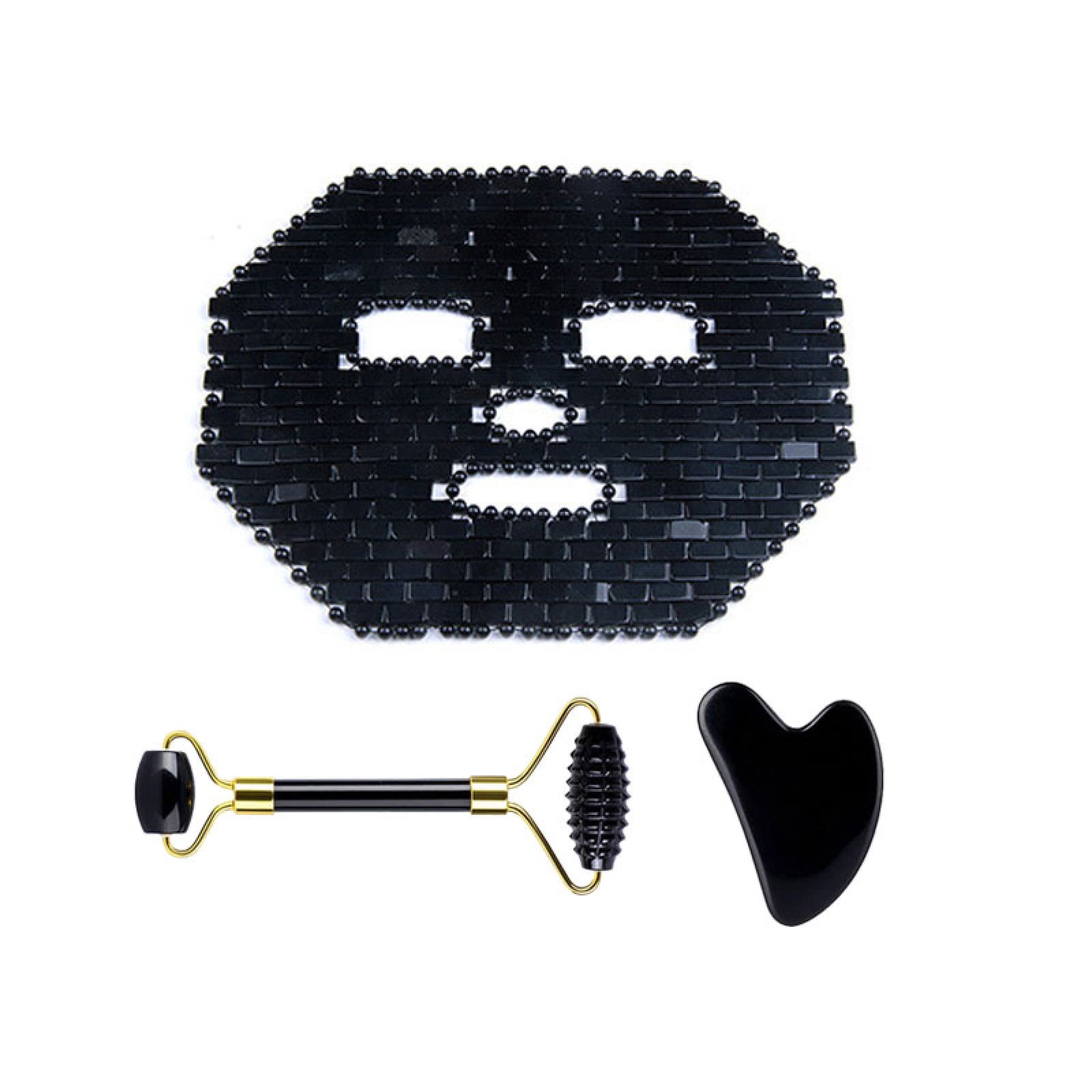 Obsidian Jade Gua Sha Facial Roller & Massager Set