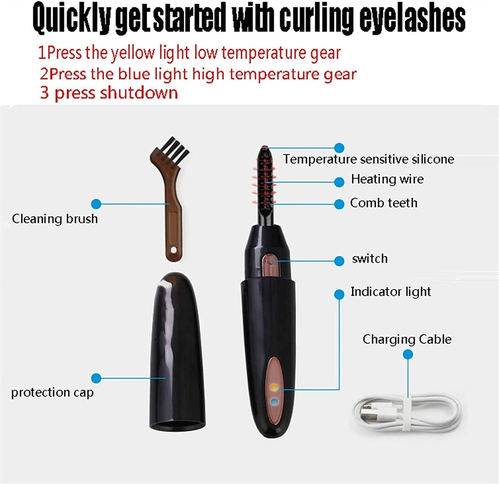 USB Rechargeable Heated Eyelash Curler with 2 Temperature Settings