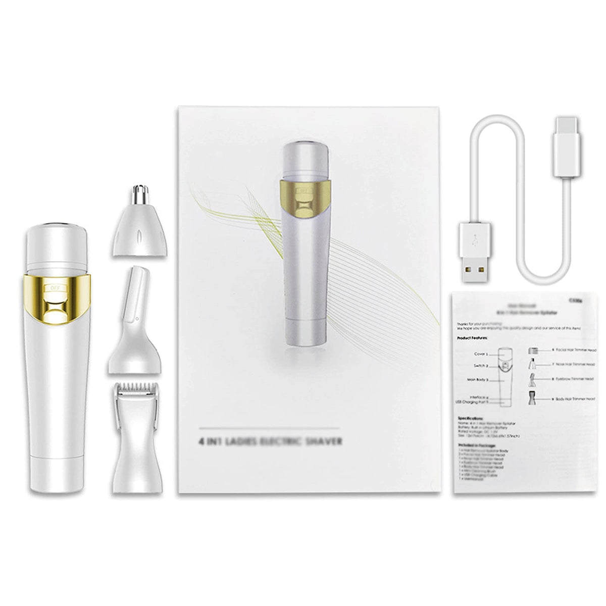 5-in-1 Rechargeable Waterproof Epilator & Body Hair Trimmer