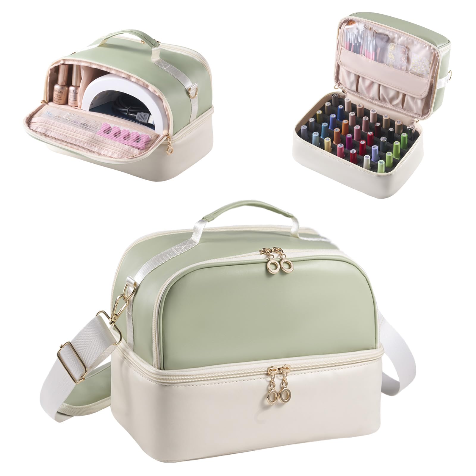 Nail Polish Organizer Case with Nail Lamp & Manicure Tool Storage, 30-Bottle Capacity