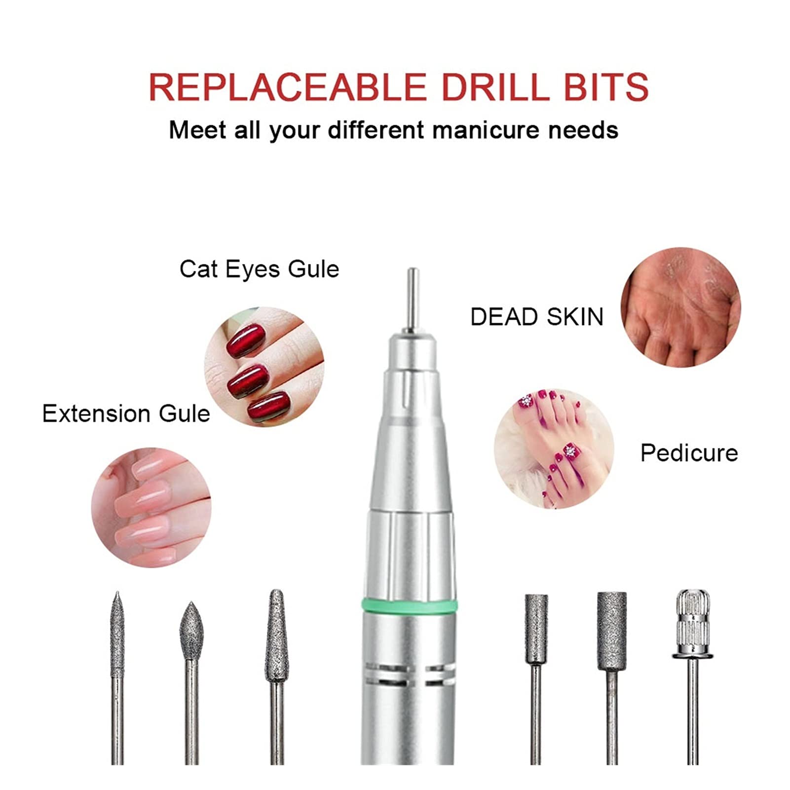 Portable Rechargeable Electric Nail Drill Kit for Manicure & Pedicure