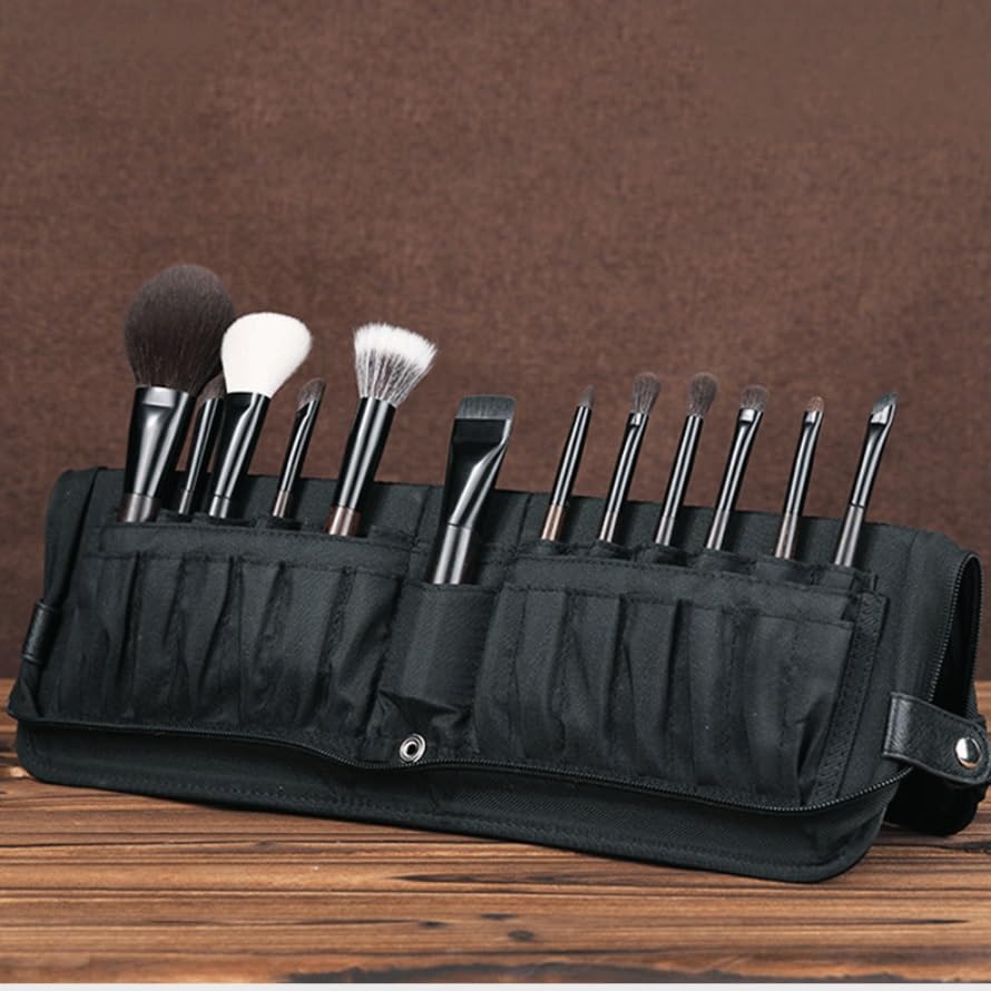 12-Piece Ebony Makeup Brush Set for Powder & Eyeshadow