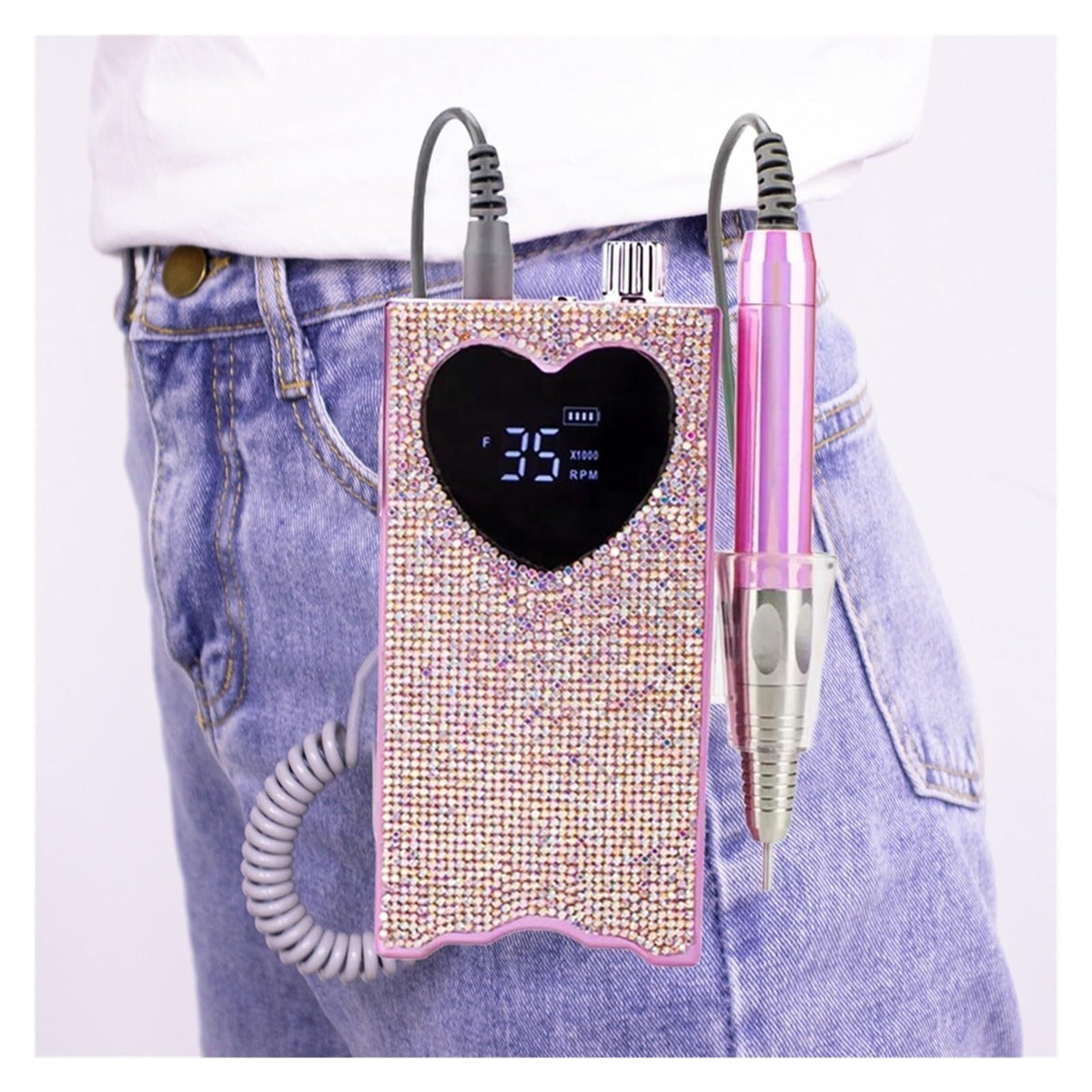 Heart-Shaped Rechargeable Electric Nail Drill with LCD Display