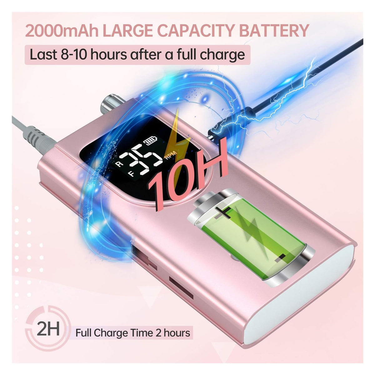 35,000 RPM Rechargeable Electric Nail Drill for Manicure & Pedicure