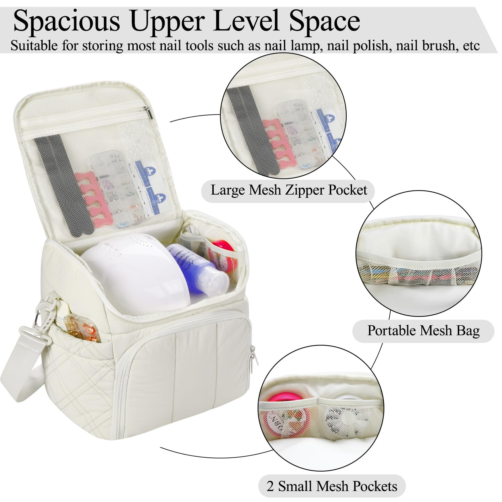 Double-Layer Nail Polish Organizer Bag with Handles