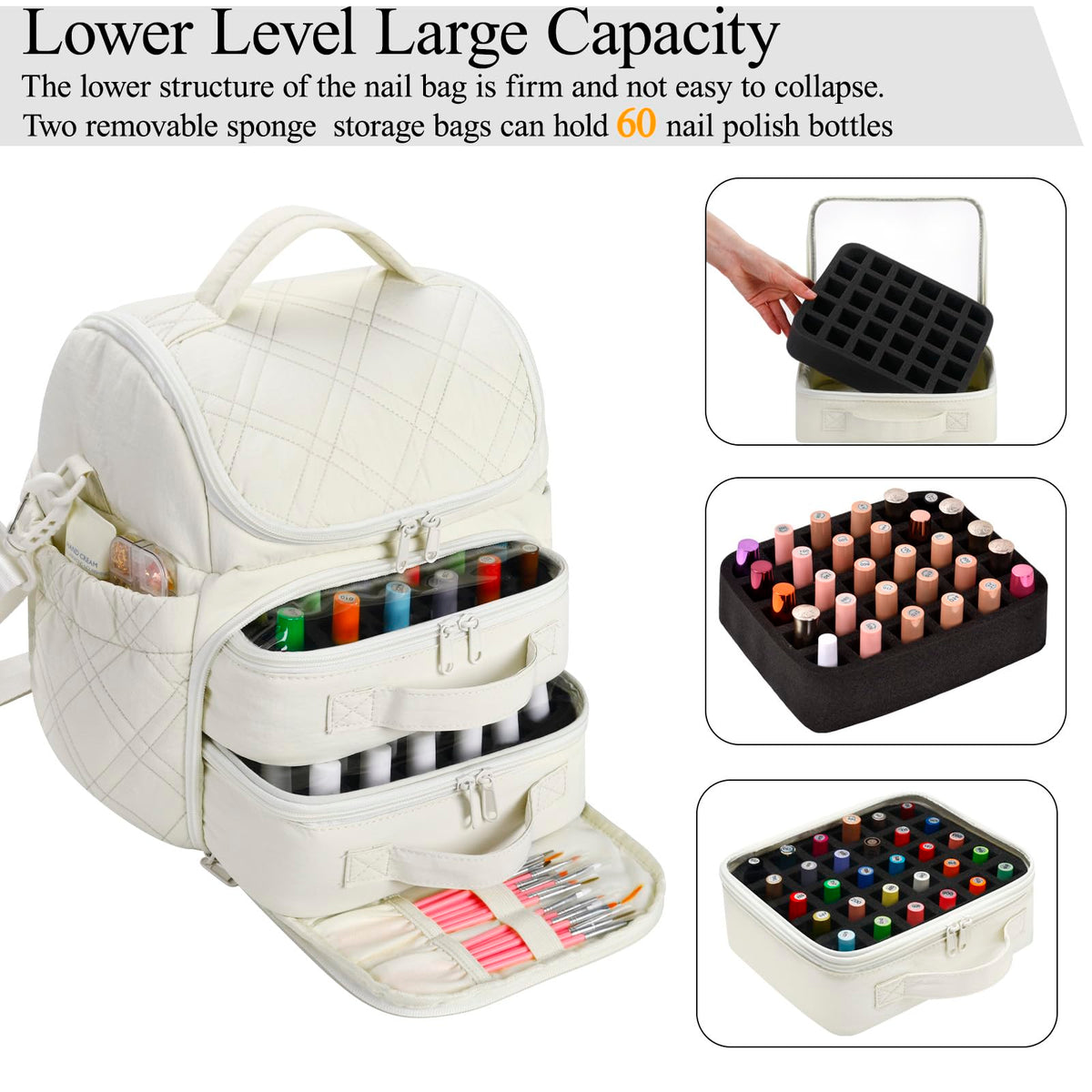 Double-Layer Nail Polish Organizer Bag with Handles