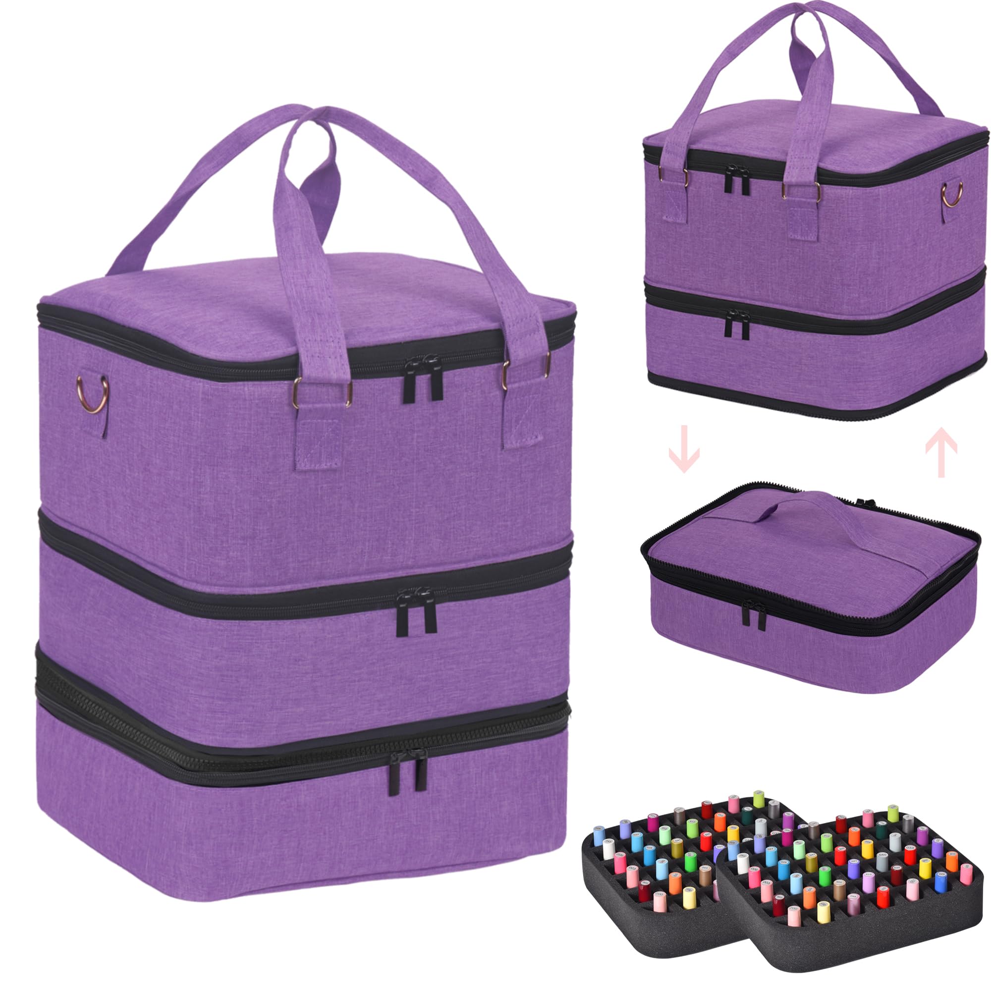 Double-Layer Nail Polish Organizer Bag with Handles