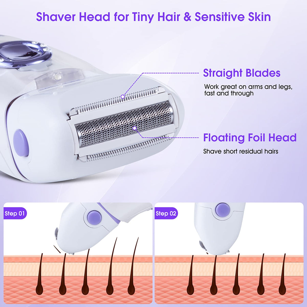 2-in-1 Cordless Epilator & Shaver for Face and Bikini Area